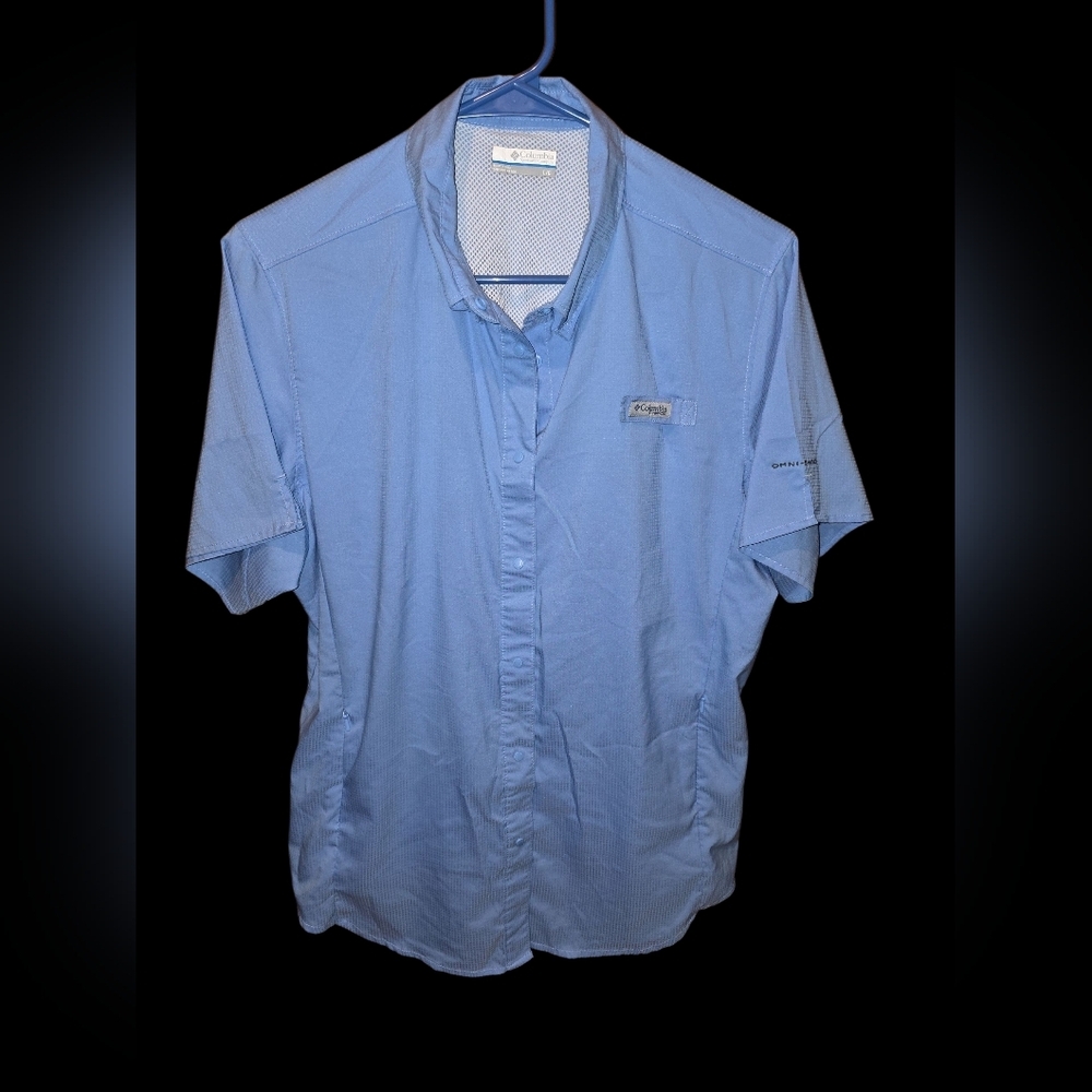 Columbia Women's L Blue Short Sleeve Shirt